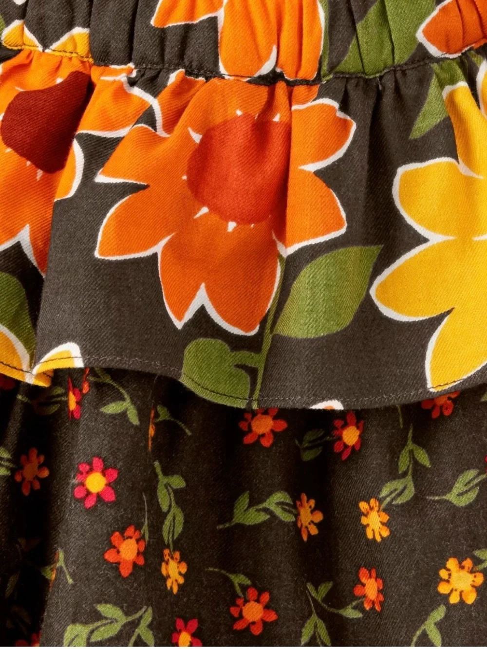Gymboree Orange and Yellow Floral Tiered Ruffle Skirt